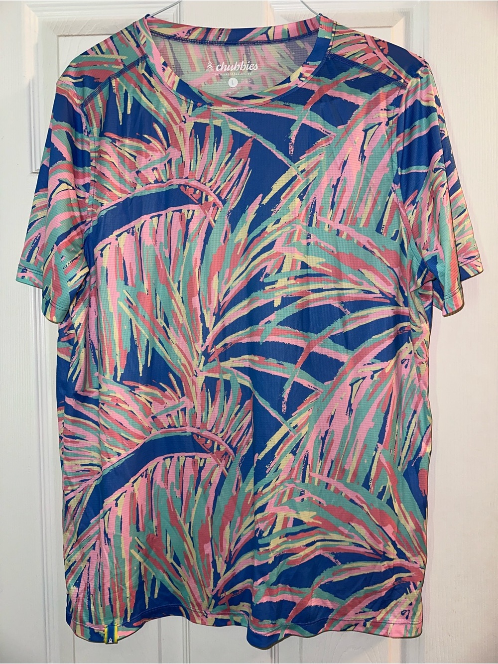 chubbies Multicolor Palm-Print Short Sleeve Shirt - Blue, Pink, Teal